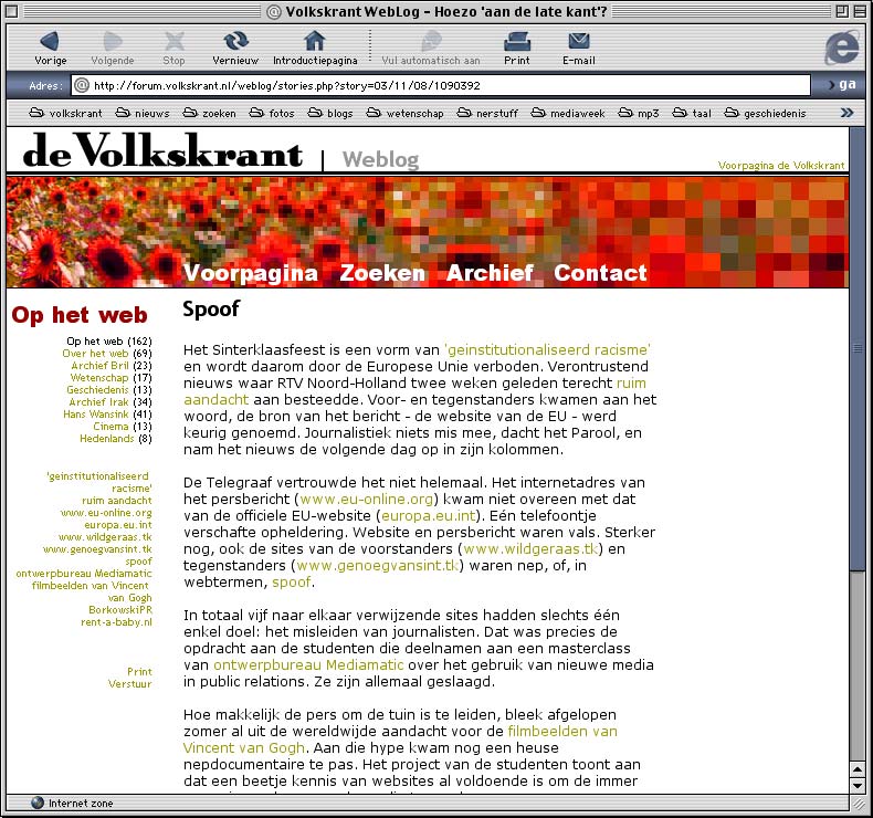 Screenshot Volkskrant Weblog
